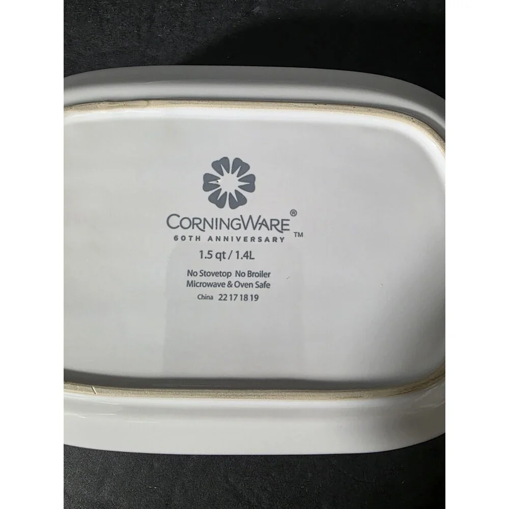 CorningWare 60th Anniversary Cornflower Blue Stoneware Casserole 1.5Qt & 20oz